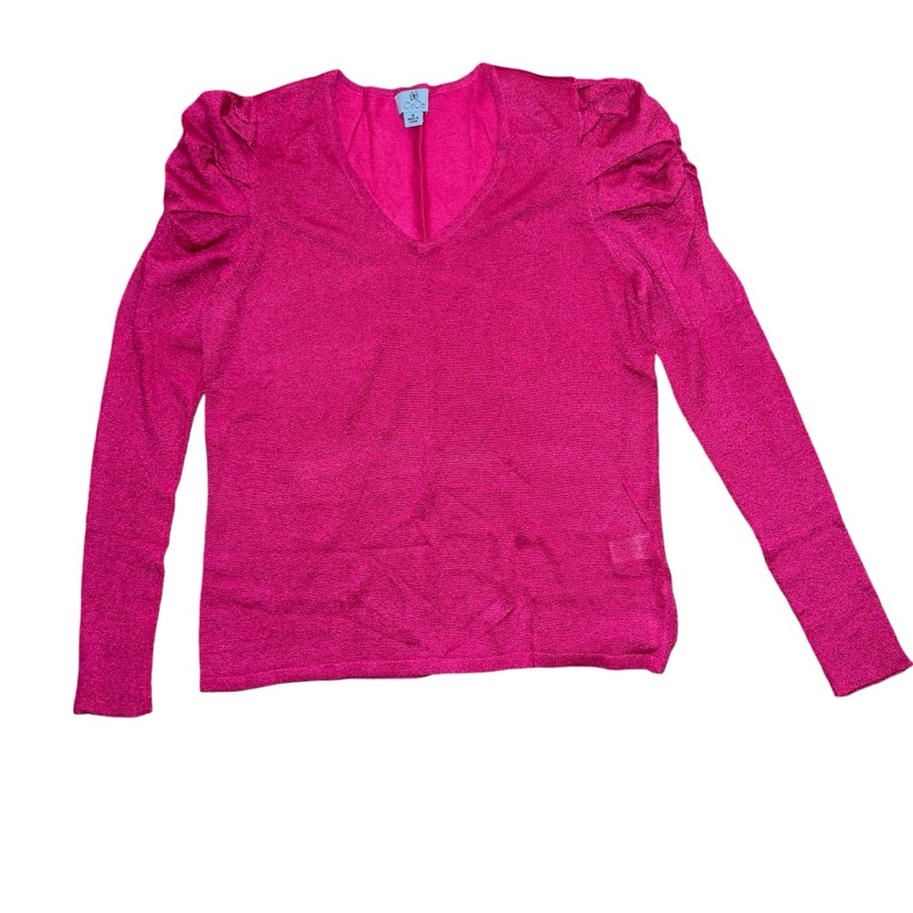 CeCe Women's Long-Sleeve Puffy Shoulder V-Neck Blouse
